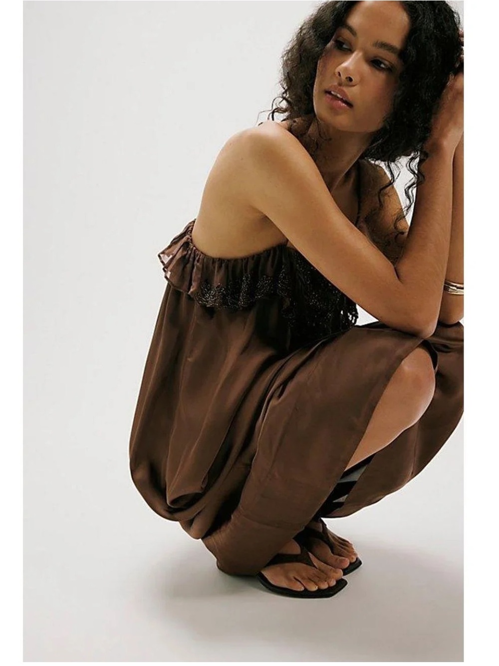 NWT retail $350 size S #FreePeople. “Marquita MIdi Dress in Pinecone”. - Picture 3 of 7